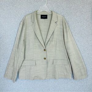 Lafayette 148 New York Blazer Jacket Size 18 Beige Gray Unlined Wool Blend